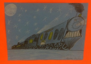 Polar Express in One point perspective- 4th grade